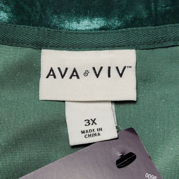 Ava & Viv Green Velvet Cropped Top Sz 3X - Picture 4 of 7